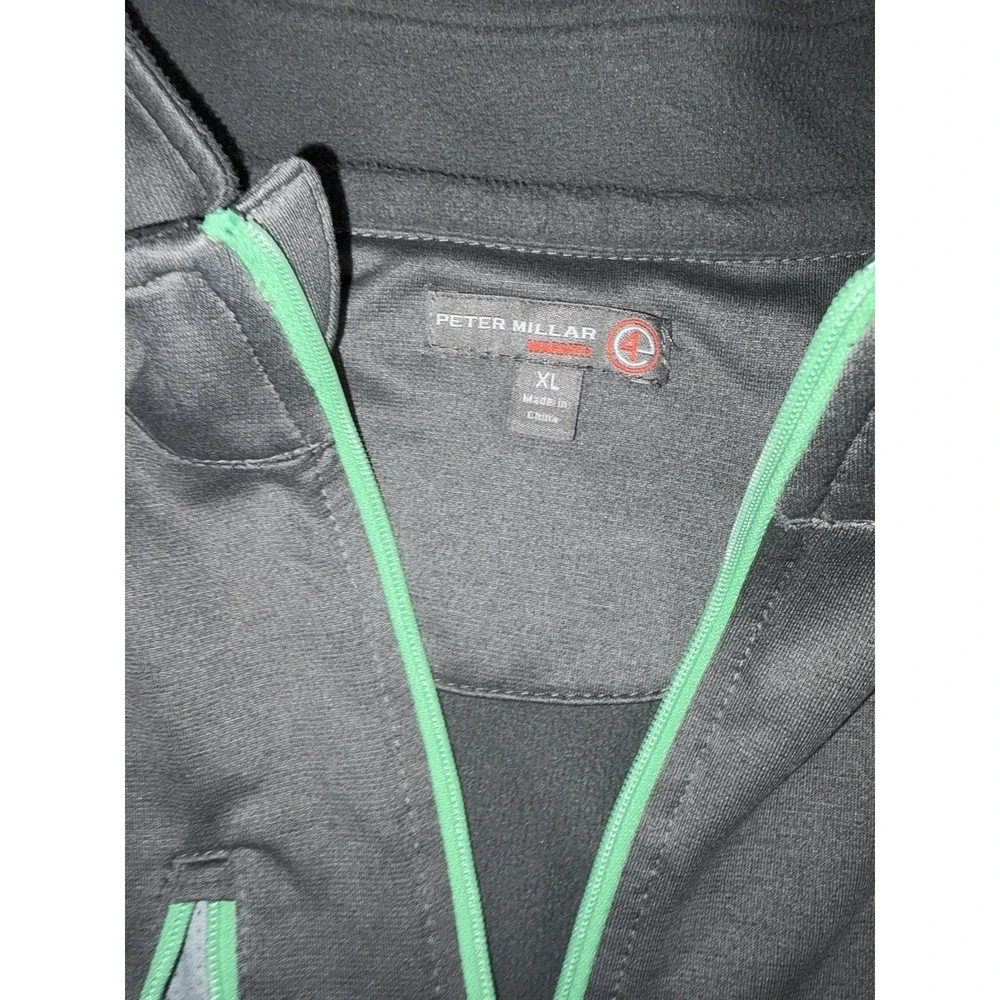 Peter Millar Warm Series 4 Mens XL Gray Green Trim 1/4 Zip Golf Pullover Jacket